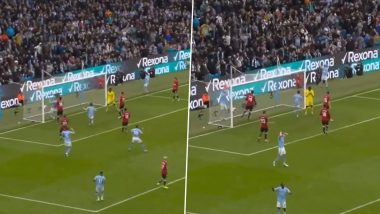 Unbelievable! Erling Haaland Misses Empty Net As He Shoots Over Crossbar During Manchester City vs Manchester United Premier League 2023-24 Match, Video Goes Viral!